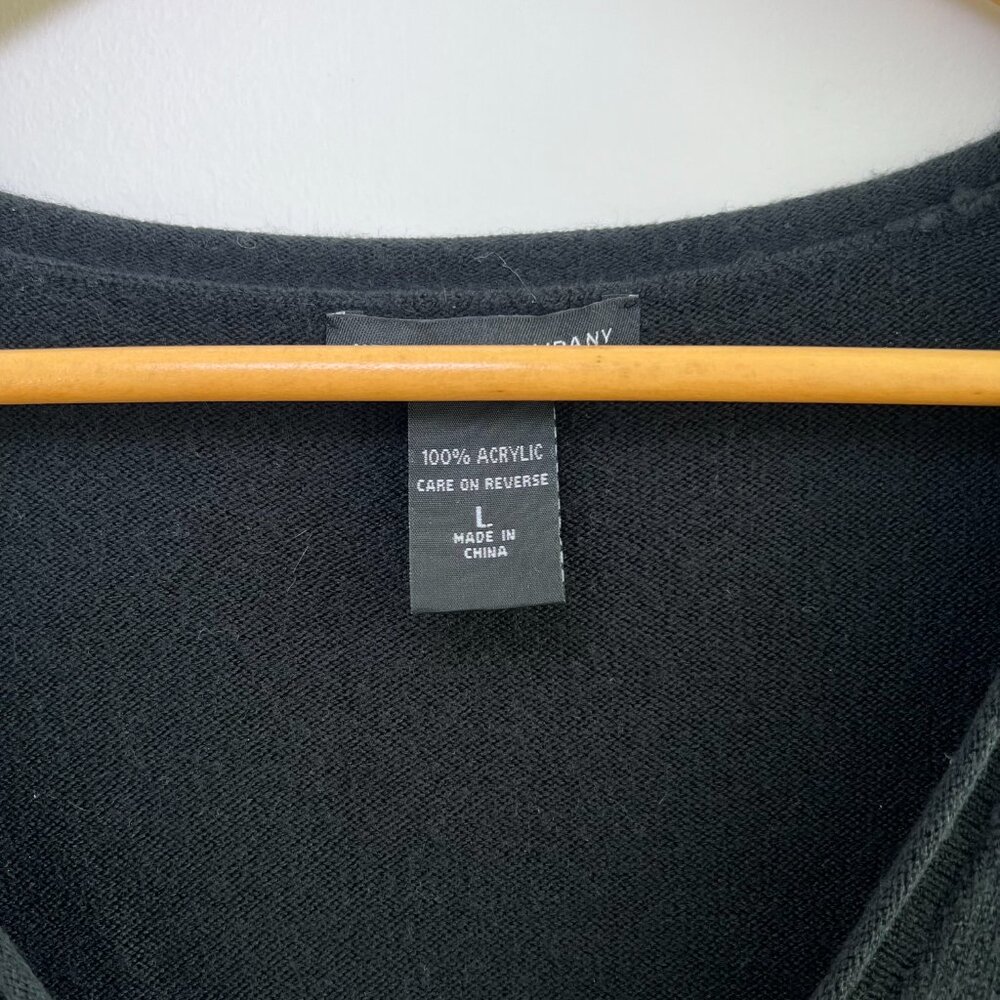 New York & Company Black V Neck‎ Sweater Womens L Minimalist Workwear Classic - Picture 6 of 8